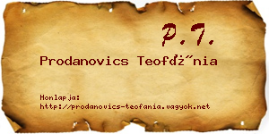 Prodanovics Teofánia névjegykártya